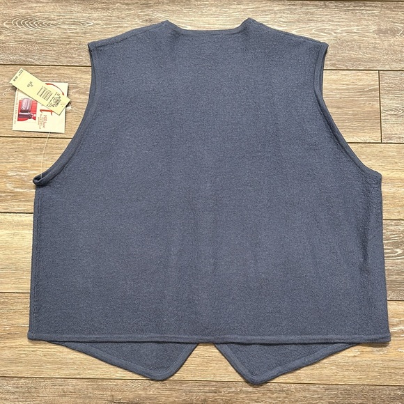 VINTAGE KORET Y2K 100% WOOL SWEATER VEST SZ 2X BLUE W/ BEADED AND SILKY FLOWERS - Picture 2 of 12